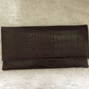 Maroon envelope clutch with crossbody option